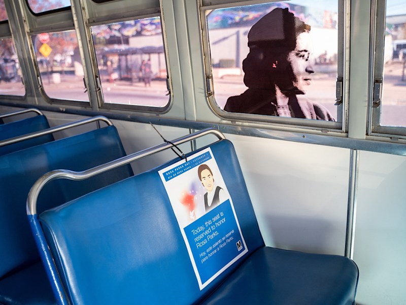 WMATA celebrated Rosa Parks Day by reserving a seat for the civil rights icon on each of its buses and was also honored with a replica of the bus she sat on. (Marckell Williams/The Washington Informer)