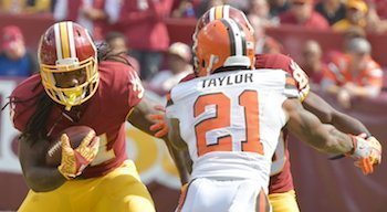 Washington Redskins running back Matt Jones (31) rushed for 117 yards and a touchdown in a 31-20 win over the Cleveland Browns at FedEx Field in Landover, Md., on Oct. 2. PHOTO BY JOHN DEFREITAS