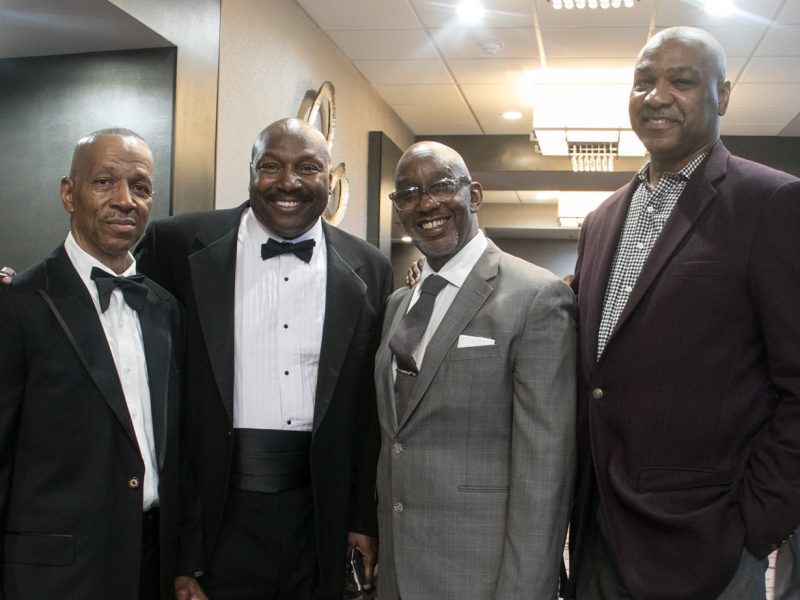 Larry Wiley, class of '71 and 2017 inductee, Richard Myles Sr., CEO, founder and chairman of the Washington Chiefs Minor Football League, Daryl Davis, 2017 inductee, and Tim Baylor, class of '72 and 2010 inductee and defensive back with the Baltimore Colts from 1976-79 and Minnesota Vikings from 1980-81, at the 8th Annual Cardozo All-Met Hall of Fame Awards Dinner held on April 30, 2017 in Upper Marlboro, Md. /Photo by Shevry Lassiter