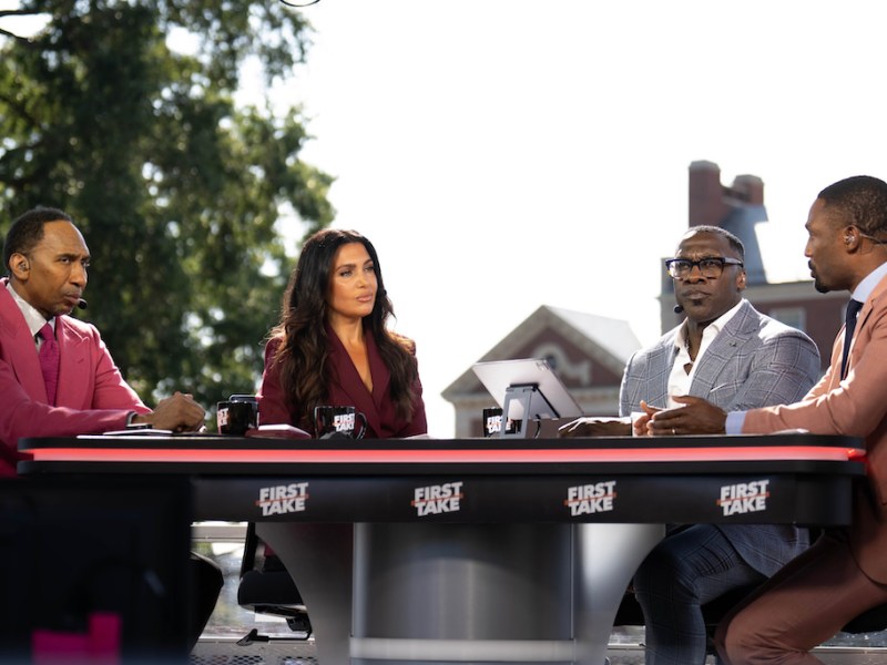 Stephen A. Smith, Molly Querim, Shannon Sharpe and Dominique Foxworth host “First Take” at Howard University, the first stop on the ESPN show's HBCU Tour. (Abdullah Konte/The Washington Informer)