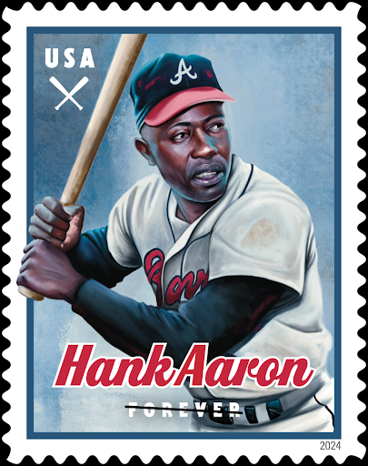 The United States Postal Service and the Negro League Legends Hall of Fame are honoring legendary slugger Hank Aaron with a Forever stamp on Aug. 17 at the Prince George's County Stadium in Bowie, Maryland. (Courtesy of NLLLHOF)