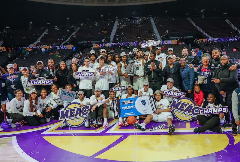 Howard University’s men’s basketball team defeated Delaware State University 70-67, clinching the Mid-Eastern Athletic Conference (MEAC) tournament championship. (Courtesy photo)