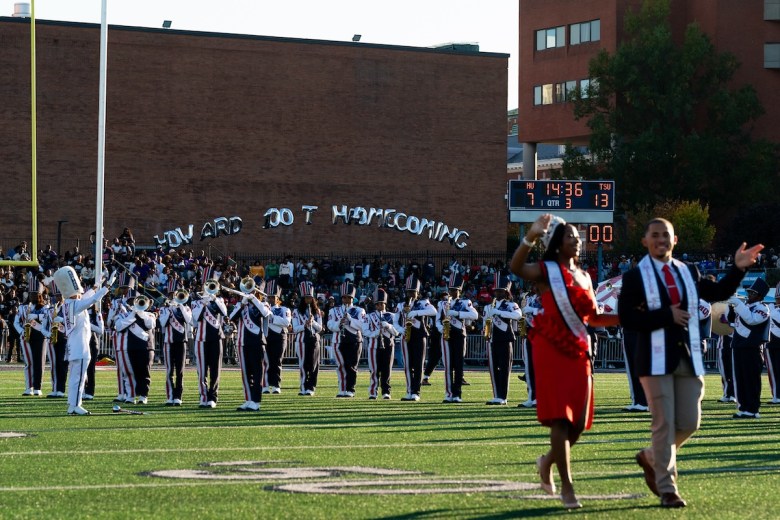 Howard University’s band performs during the homecoming game on Oct. 19. Tennessee State University defeated Howard 27-14. (Marcus Relacion/The Washington Informer)