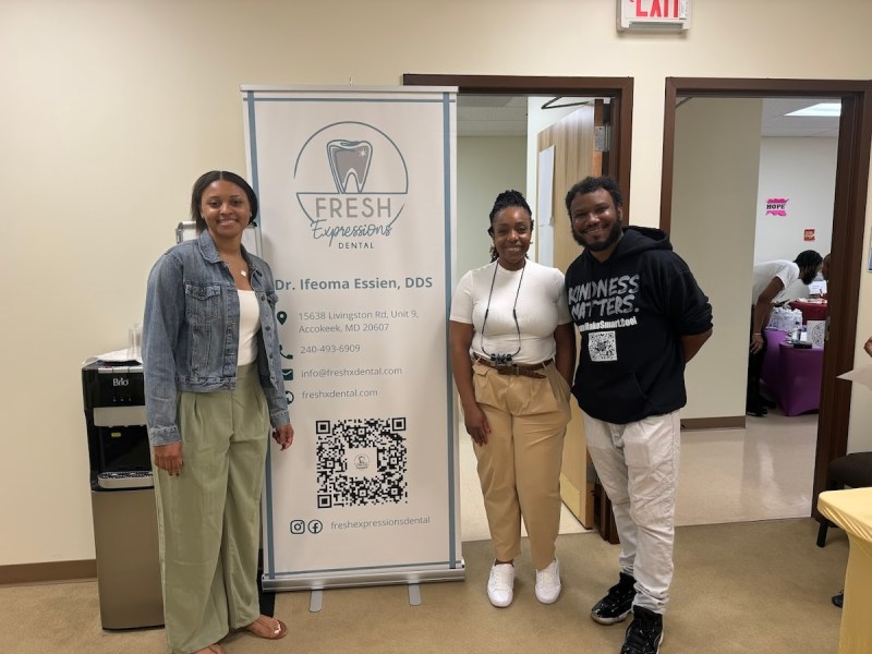 Marketing Manager Amana Hayes, Dr. Ifeoma Essien, and District Heights Commissioner Anthony Tilghman at a health, wellness, and opportunity expo on Sep. 21 at Capitol Heights’ Trinidad Baptist Church. The more than 100 attendees were able to tap into the over 25 vendors on site. (Anthony Tilghman/The Washington Informer)