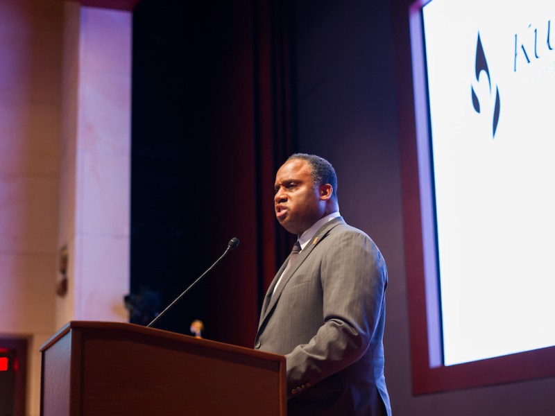 Illinois Rep. Jonathan Jackson speaks on April 16 during an event at the U.S. Capitol Visitor Center in Washington marking the 30th commemoration of the Rwanda genocide against the Tutsi. (Shedrick Pelt/The Washington Informer)