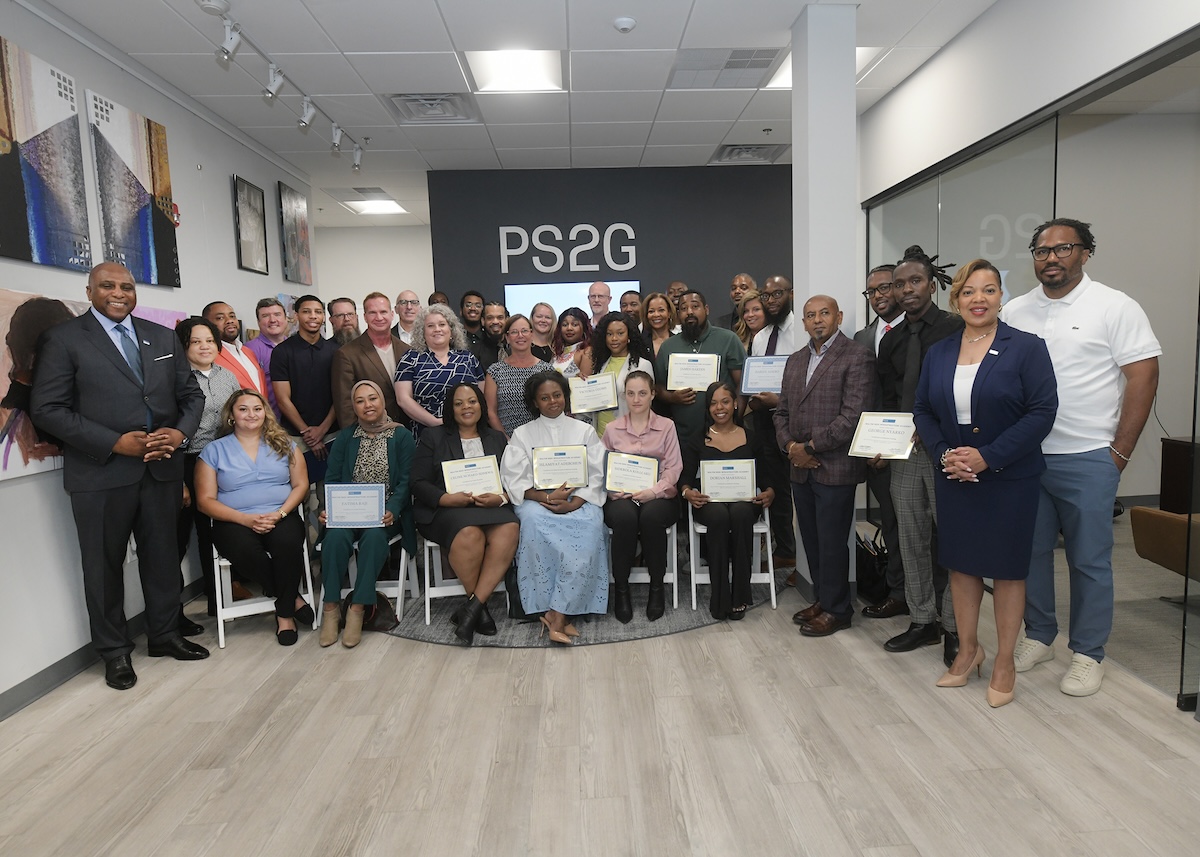 Public Sector Solutions Group (PS2G), along with leaders from Pepco and Exelon, celebrate with graduates from their Cybersecurity Training Program in June. (Courtesy photo)