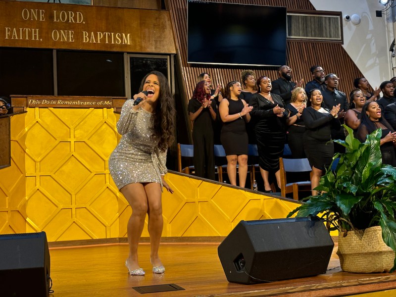 CEO and co-founder Antonique Smith performs with New Bethel Choir at Climate Revival’s launch event on Sept. 13, a reflection of the nonprofit’s commitment to integrating faith with creativity in a call to action. (Jada Ingleton/The Washington Informer)