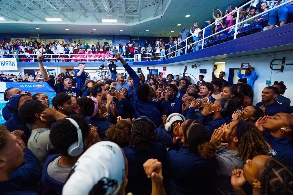 Howard University’s swimming and diving team take part in the third annual Battle at the Burr on Oct. 5 at Burr Gymnasium. Howard lost to Georgetown University 117- 107 on the men’s side and 133-90 for the women’s team. (Courtesy photo)