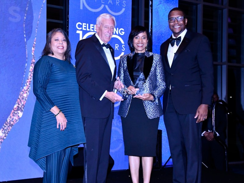 Donna Graves of Kaiser Permanente poses with U.S. Rep. Steny Hoyer (D-Maryland), Prince George’s County Executive Angela Alsobrooks and Prince George’s Chamber of Commerce President and CEO Alexander K. Austin at the Prince George’s County Chamber of Commerce Excellence in Business Awards Gala at the Gaylord National Harbor on Oct. 5. (Robert R. Roberts/The Washington Informer)