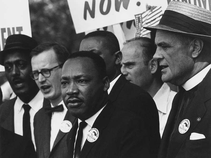 Martin Luther King Jr. during the 1963 March on Washington for Jobs and Freedom, during which he delivered his historic "I Have a Dream" speech, calling for an end to racism (U.S. National Archives and Records Administration)