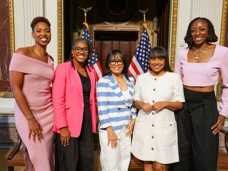 Panelists pose after the successful completion of the White House National Black Women in Sports Day celebration. (Courtesy of the White House)