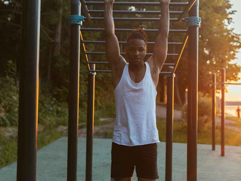 man on the monkey bars