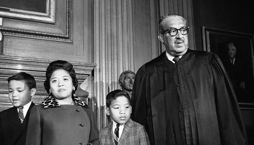 Cecilia Marshall (second from left), Justice Thurgood Marshall (right) and their two sons (Thurgood Marshall Center for Service and Heritage)