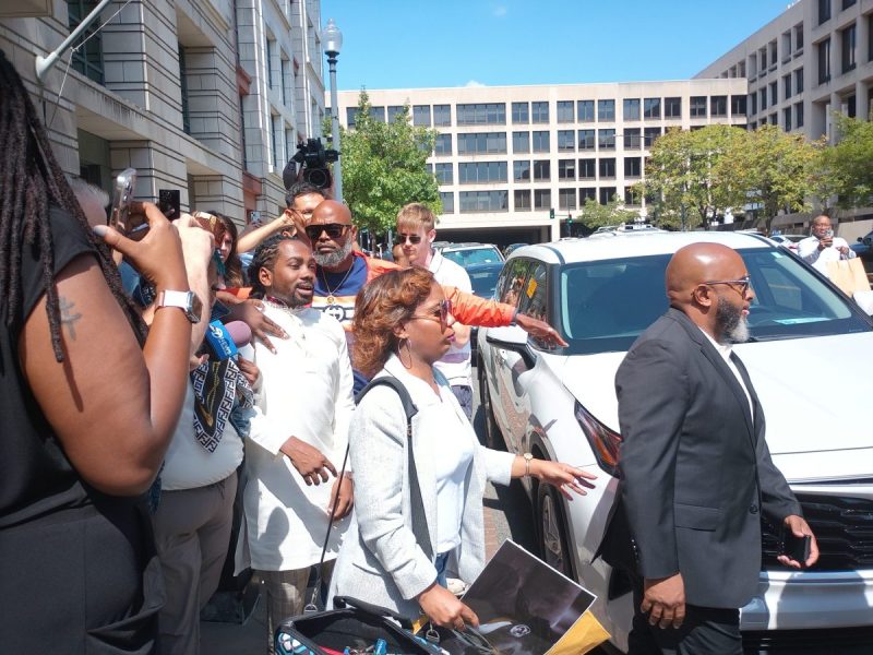 D.C. Council member Trayon White, leaving federal court on Sept. 12, entered a “not guilty” plea on a federal bribery charge as nearly 60 supporters watched. (Sam P.K. Collins/The Washington Informer)