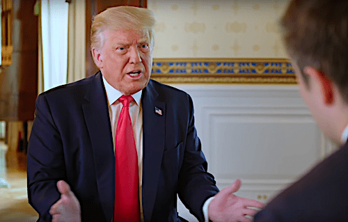 President Donald Trump speaks during a July 28 interview with Axios national political correspondent Jonathan Swan. (Screen grab courtesy of HBO)